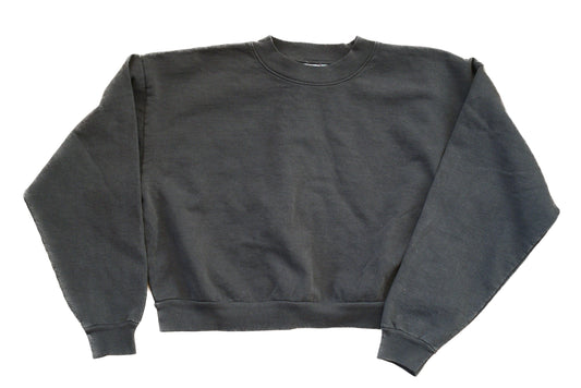 Cropped Chainstitch Sweatshirt - Black